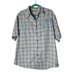 Columbia River Lodge Men's Shirt in Blue White Plaid w/Vented Back Size Large